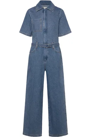 MANGO Denim Jumpsuit Belt Bottoms Jumpsuits Blue