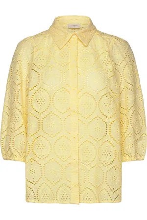 Freequent Fqagy-Shirt Tops Shirts Long-sleeved Yellow