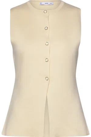 MANGO Fine-Knit Waistcoat With Buttons Liivi Cream