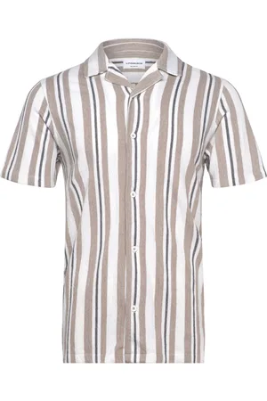 Lindbergh Knitted Resort Collar S/S Tops Shirts Short-sleeved Beige