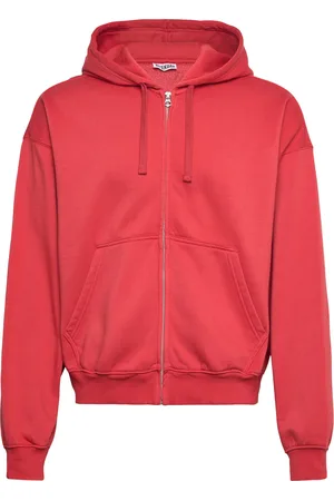 Weekday Boxy Midweight Zip Hoodie Tops Sweat-shirts & Hoodies Hoodies Red