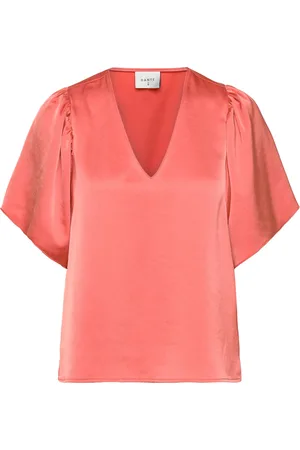 Dante 6 Arvi Satin Butterfly Sleeve Top Tops T-shirts & Tops Short-sleeved Coral