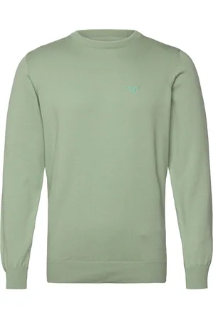 Barbour Pima Crew Designers Knitwear Round Necks Green