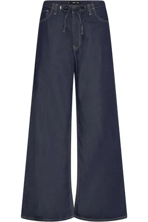 MANGO Wideleg Denim Trousers With Belt Bottoms Jeans Wide Navy