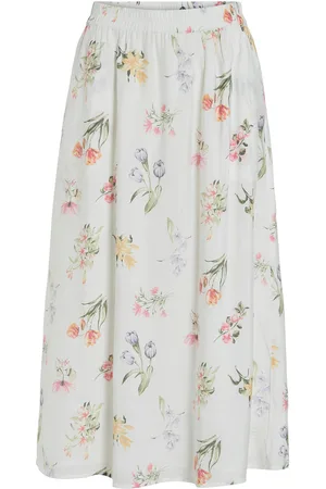 VILA Viednana Fir Midi Skirt/Ln Skirts Knee-length & Midi Skirts White
