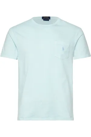 Ralph Lauren Custom Slim Mineral-Dyed Pocket T-Shirt Tops T-shirts Short-sleeved Blue