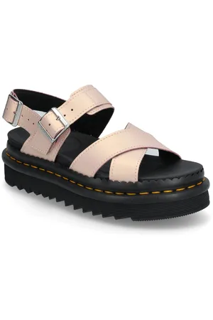Dr. Martens Voss Ii Powder Pink+Gold Shift Leather Shoes Sandals Flat Sandals Pink