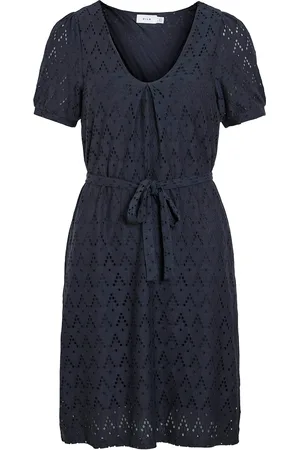 VILA Viamalina V-Neck S/S Dress/Pb Lyhyt Mekko Navy