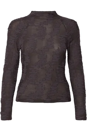 Hope Bon Longsleeve Plum Grey Jacquard Designers T-shirts & Tops Long-sleeved Black