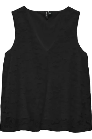 VERO MODA Vmh Y Lace Sl V-Neck Top Wvn Ga Tops T-shirts & Tops Sleeveless Black