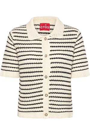 Crās Coleencras Knit Blouse Tops Blouses Short-sleeved Cream
