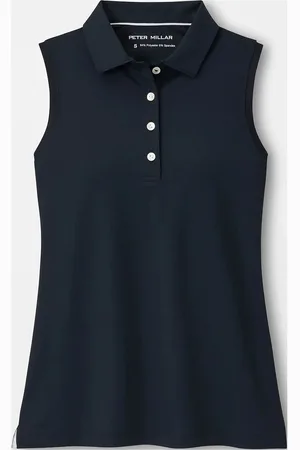 Peter Millar Banded Sport Mesh Sleeveless Button Polo Sport Women Sport Clothing Sports Tops & T-shirts Sport Polos Black