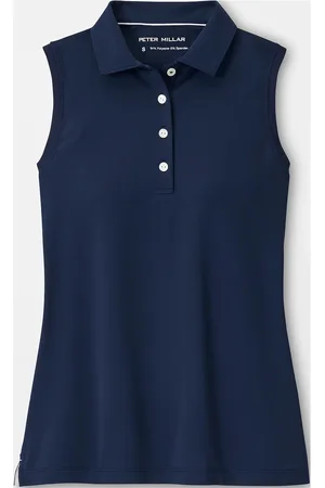 Peter Millar Banded Sport Mesh Sleeveless Button Polo Sport Women Sport Clothing Sports Tops & T-shirts Sport Polos Navy