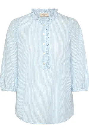Freequent Fqrolly-Blouse Tops Blouses Long-sleeved Blue