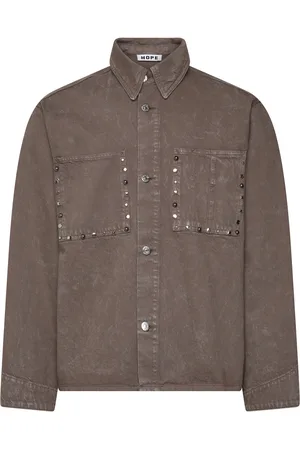 Hope Stud Overshirt St Grey Marble Designers Overshirts Brown