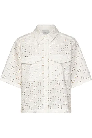 Dante 6 Toddy Broderie Anglaise Shirt Tops Shirts Short-sleeved White