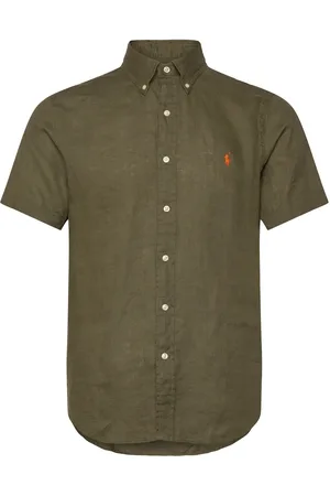 Ralph Lauren Custom Fit Linen Shirt Tops Shirts Short-sleeved Shirts Green