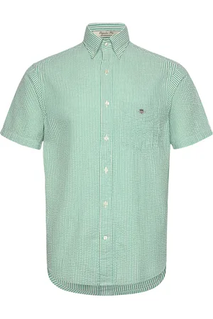 GANT Reg Seersucker Stripe Ss Shirt Tops Shirts Short-sleeved Shirts Green