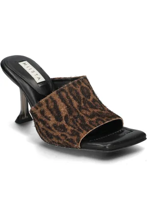 Miista Miri Animal Print Mules Sandals Designers Heels Heeled Sandals Brown
