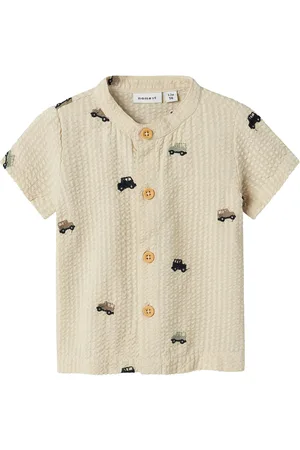 NAME IT Nbmhaffi Ss Shirt Tops Shirts Short-sleeved Shirts Beige
