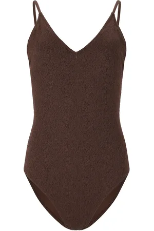 Athlecia Ulanda W Structured Plunge Swimsuit Sport Women Sport Clothing Sport Swimwear Sport Swimsuits Brown