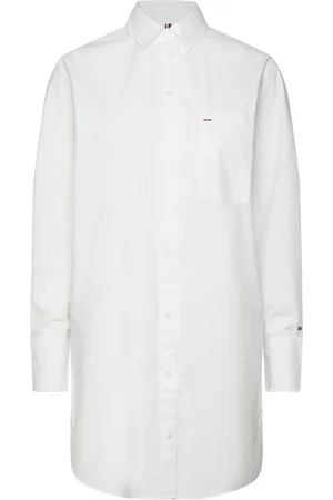 Tommy Hilfiger Org Co Hero Short Shirt Dress Ls Tops Shirts Long-sleeved White
