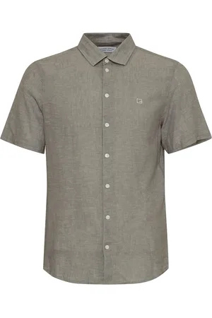 Casual Friday Cfaksel Ss Linen Mix Shirt Tops Shirts Short-sleeved Khaki Green