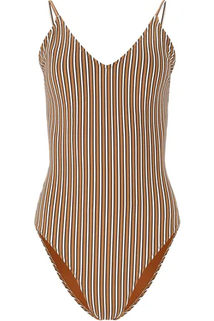 Athlecia Ulanda W Print Plunge Swimsuit Sport Women Sport Clothing Sport Swimwear Sport Swimsuits Brown