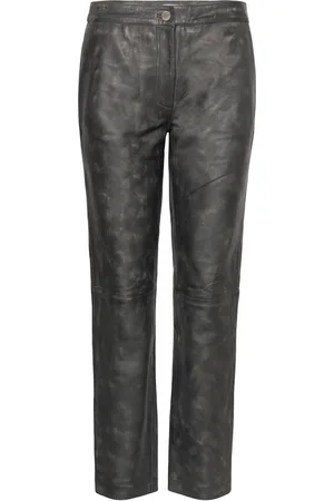 2nd Day 2Nd Willis - Uneven Leather Bottoms Trousers Leather Leggings-Housut Black