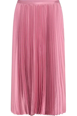 Ralph Lauren Pleated Satin Charmeuse Skirt Skirts Knee-length & Midi Skirts Pink