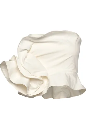 MANGO Maxi Ruffle Top Tops Blouses Sleeveless White