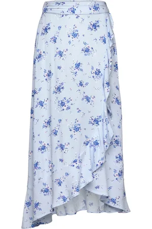 Lindex Skirt Midi With Wrap Dresses & Skirts Skirts Midi Skirts Blue