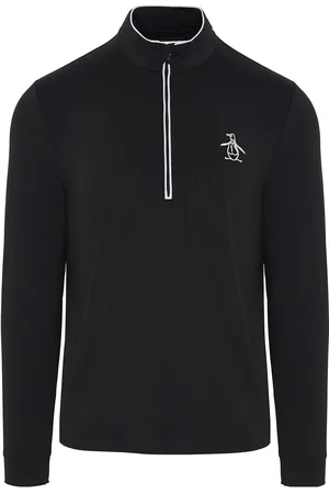 Original Penguin Technical Earl 1/4 Zip Golf Sweater Tops Sweat-shirts & Hoodies Fleeces & Midlayers Black