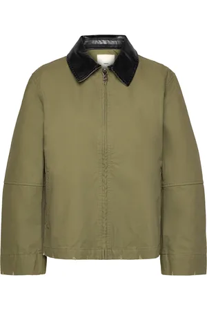 MANGO Cotton Jacket With Contrasting Collar Outerwear Jackets Light-summer Jacket Green