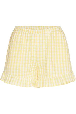 Lindex Pyjama Shorts Seersucker Floun Shortsit Yellow