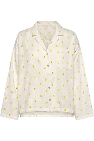 Lindex Pyjama Shirt Seersucker Toppi White