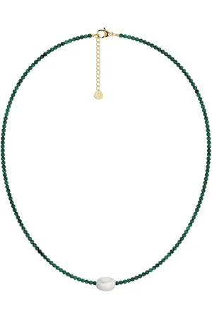 Edblad Beach Pearls Necklace Green Gold Accessories Jewellery Necklaces Pearl Necklaces Green