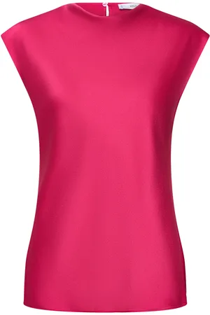 MANGO Satin Blouse With Draped Neck Tops Blouses Short-sleeved Pink