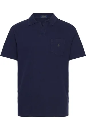 Ralph Lauren Standard Fit Cotton-Linen Polo Shirt Designers Polos Short-sleeved Navy