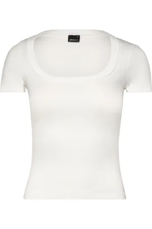 Gina Tricot Rib Short Sleeve Top Tops T-shirts & Tops Short-sleeved White