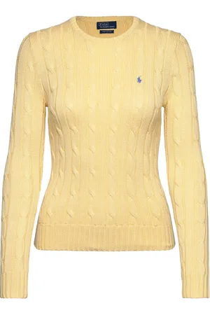 Ralph Lauren Cable-Knit Cotton Crewneck Sweater Tops Knitwear Jumpers Yellow