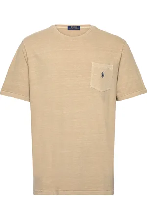 Ralph Lauren Standard Fit Cotton-Linen Pocket T-Shirt Tops T-shirts Short-sleeved Beige