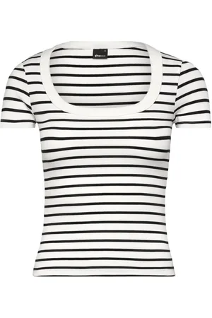 Gina Tricot Rib Short Sleeve Top Tops T-shirts & Tops Short-sleeved White