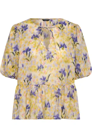 Lindex Blouse Line Tops Blouses Short-sleeved Yellow