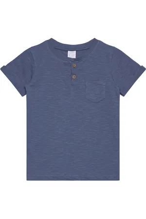 Lindex Top Ss Essentials W Placket Tops T-shirts Short-sleeved Blue
