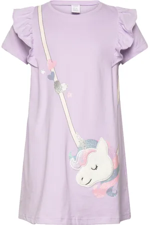 Lindex Top Long S S Unicorn Bag Night & Underwear Pyjamas Nightdresses Purple