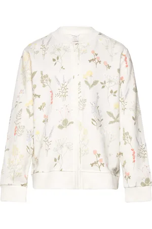 Lindex Bomber Jacket Aop Meadow Ohut Takki Kuoritakki White