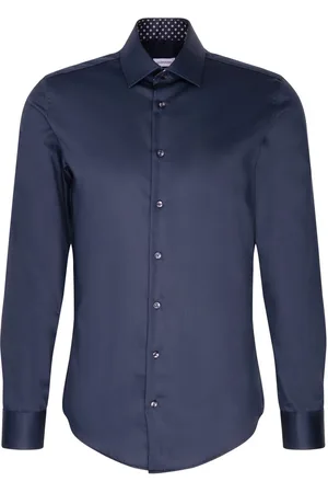 Seidensticker Cityhemden 1/1 Arm Tops Shirts Business Shirts Navy