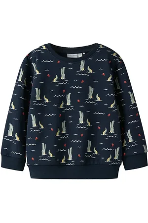 NAME IT Nmmvermo Aop Ls Nreg Sweat Unb Tops Sweat-shirts & Hoodies Sweat-shirts Navy