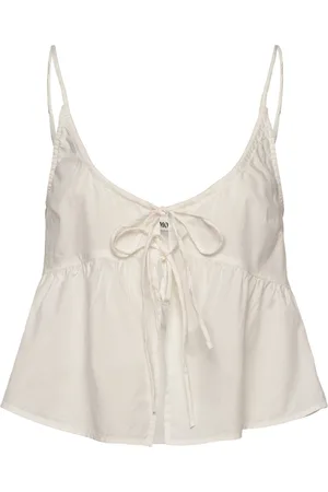 Monki Cotton Poplin Tie-Front Pyjama Top Pyjama White